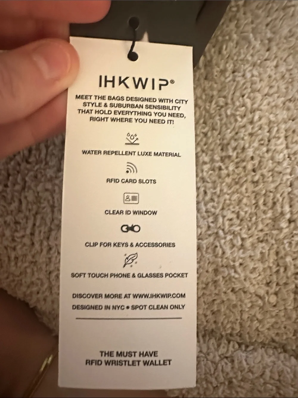 IHKWIP brown must have wristlet wallet with rfid. Water resistant and NWT!